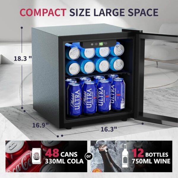 Beverage Refrigerator Cooler - 126 Can Mini Fridge with Glass Door for Soda Beer or Wine, Beverage Cooler for Home, Office, Bar with Adjustable...