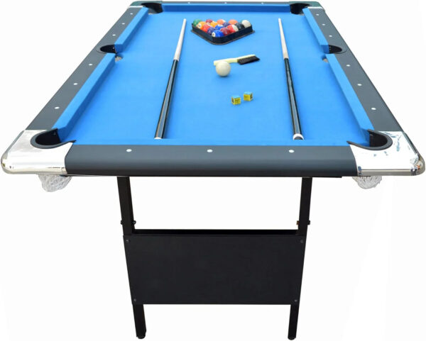 6 Ft Portable Pool Table, Adults Folding Billiards Tables for Game Room with Easy Foldable Storage, Includes Full Set of Billiard Balls, Cues,...