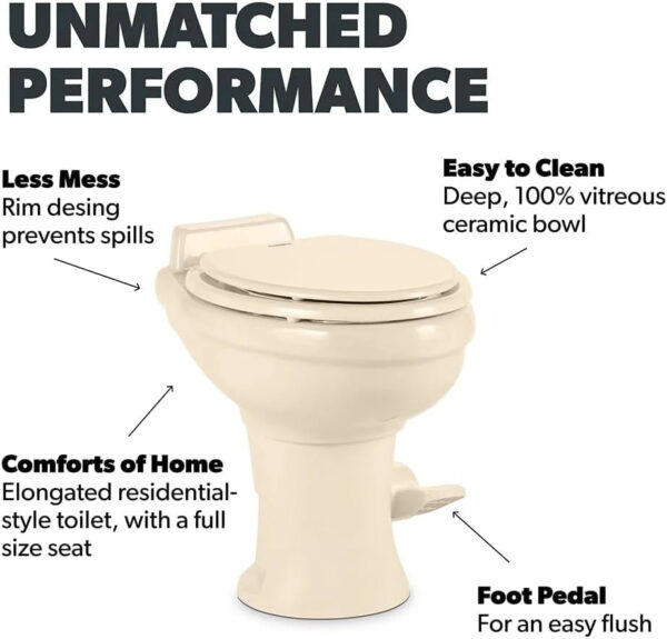 320 Series Standard Height RV Toilet - White