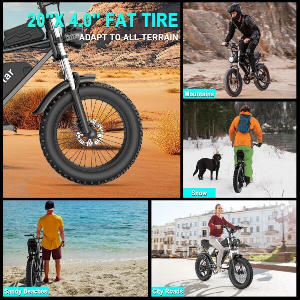 Electric Bike for Adults Ridstar, 1200W 30mph Moutain Bike,48V 15.6AH Battery E-Bike,20" Fat Tire Electric Motorcycle,Electric Bicycle 7 Speed...