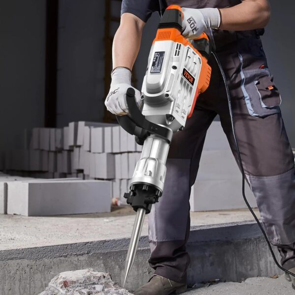 Electric demolition hammer, hydraulic crushing hammer, concrete crusher, heavy-duty electric hydraulic crushing hammer, equipped with chisel...