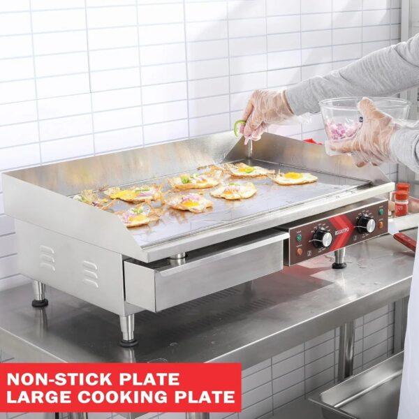 14 Inch Electric Griddle, Non-Stick Flat Top Grill Commercial Electric Countertop Griddles Stainless Steel Adjustable Temperature Control 90 F-575...