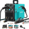 145A MIG Welder, 110V/220V Dual Voltage Gas/Gasless Flux Core MIG Welder/Lift TIG/Stick 3 in 1 Synergic MIG145 9GEN Welding Machine, Flux/Solid...