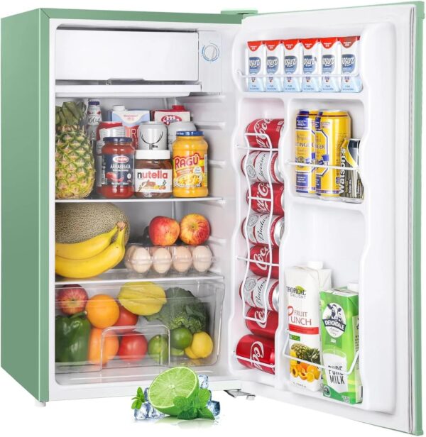 3.2 Cu.Ft Mini Fridge with Freezer Single Door Compact Refrigerator for Dorm, Bedroom, or Office Adjustable Thermostat, Black