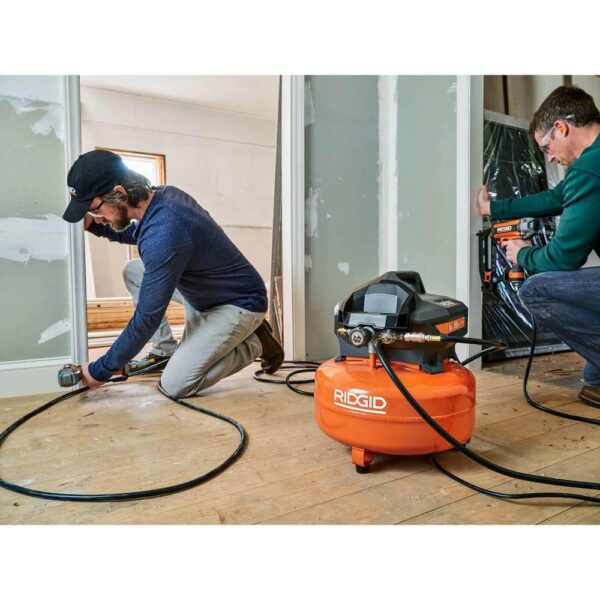 6 Gal. Portable Electric Pancake Air Compressor w/ 18GA Brad Nailer, 16GA Straight Finish Nailer, & 18GA Finish Stapler R69603FK