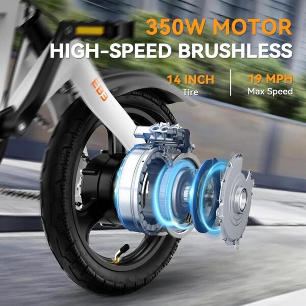 EB3 Electric Bike Adults 21mph, 500W Peak Motor, 270Wh Battery, Rear Suspension, 3 Levels Assist, 14" Folding Ebike for Adults and Teens, Complies...