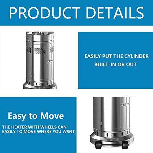 2 Set 48,000-BTU Umbrella Patio Propane Heater with Wheels,Stainless Steel Patio Heater,Stainless Steel Floorstanding Liquid Propane Heater...