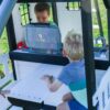 Backyard Discovery Canyon Creek Cedar Wood Swing Set with Wave Slide, Clubhouse, Play Kitchen, Picnic Area, Belt Swings, Web Swing, Rock Wall,...