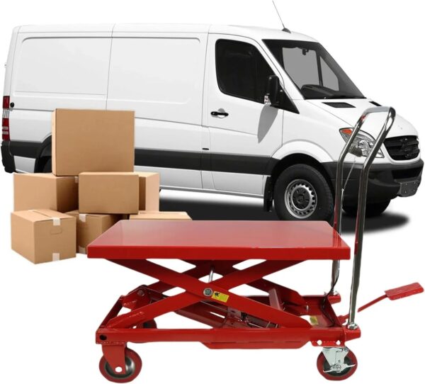 660LBS Hydraulic Lift Table Cart 31" Lift Height, Double Scissor Design with 4 Wheels & Non-Slip Pad for Material Handling