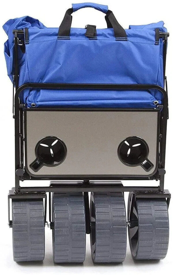 All Terrain Beach Wagon with Side Table|Heavy Duty Collapsible Folding Cart with Large Wheels for Beach Day, Picnic, Camping, Outdoor Activities |...