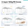 ADVANCE OUTDOOR 10x20 ft Heavy Duty Carport Potable Car Canopy Garage Party Tent Boat Shelter, Adjustable Height from 9.5 ft to 11 ft, Beige