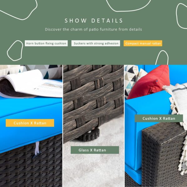 Devoko 5 Pieces Patio Furniture Sets All Weather Outdoor Sectional Patio Sofa Manual Weaving Wicker Rattan Patio Seating Sofas with Cushion and...