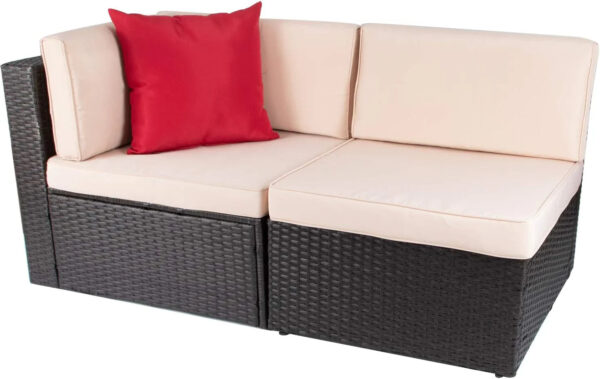 Devoko 5 Pieces Patio Furniture Sets All Weather Outdoor Sectional Patio Sofa Manual Weaving Wicker Rattan Patio Seating Sofas with Cushion and...