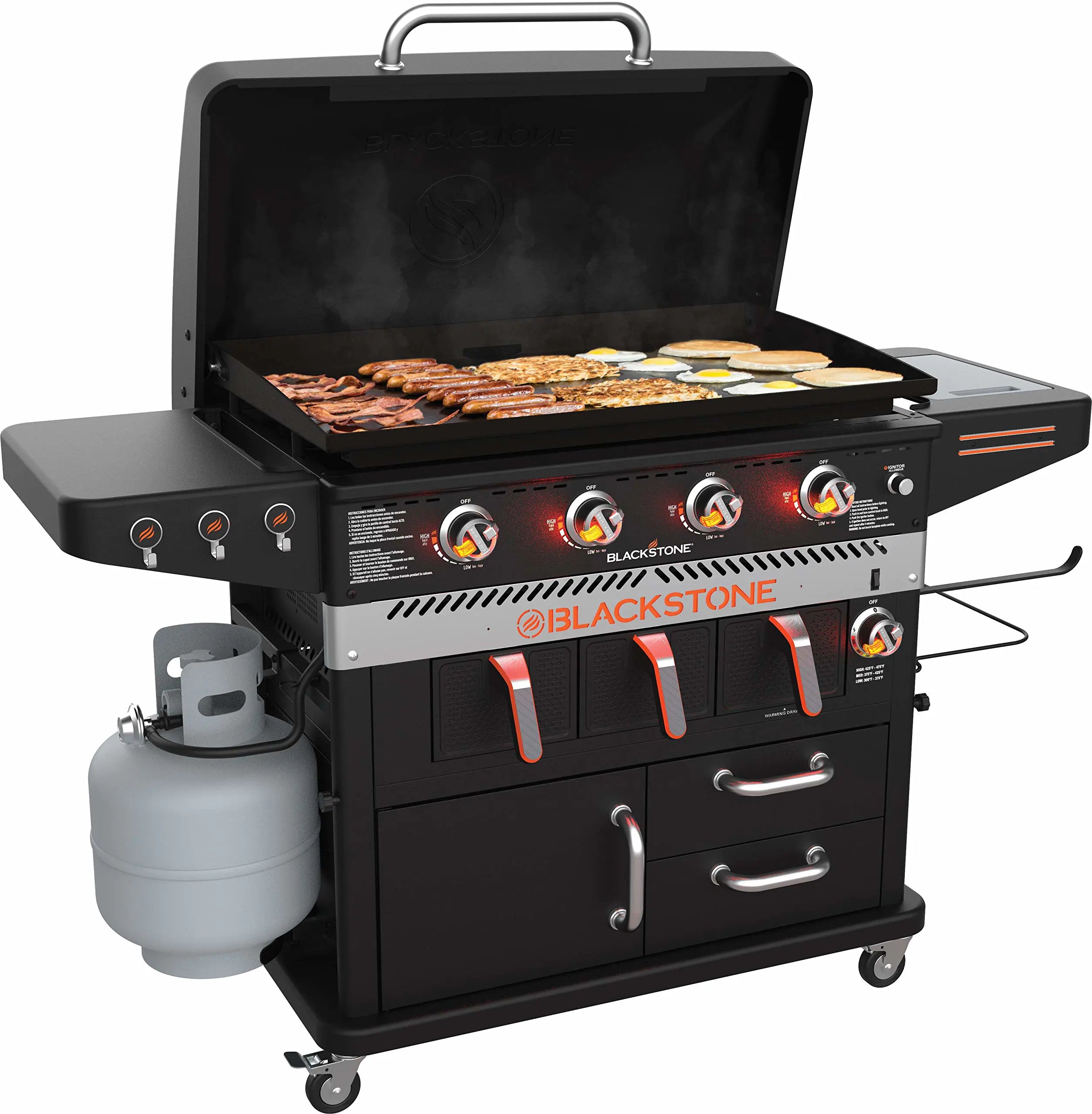 c3ceb3ee147f9ea465e928fab14badc97fc7609f3b02c14a9a5ad898f429e502 Blackstone 4 Burner and Air Fryer Combo - 36"