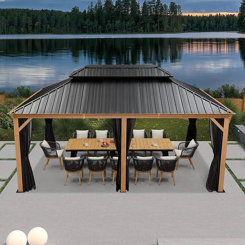 c4248dd32d2d1fee79aa4d09ccf7e0ea17a720a03c8b39f049e3cf9915811f43 18 Ft. W x 12 Ft. D Metal Patio Gazebo