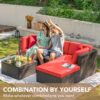 Devoko 5 Pieces Patio Furniture Sets All Weather Outdoor Sectional Patio Sofa Manual Weaving Wicker Rattan Patio Seating Sofas with Cushion and...