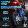 Electric Bike Q20, 2000W, 52V, 30-180 Miles All-Terrain Fat Tire E-Bike for Adults