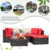 Devoko 5 Pieces Patio Furniture Sets All Weather Outdoor Sectional Patio Sofa Manual Weaving Wicker Rattan Patio Seating Sofas with Cushion and...