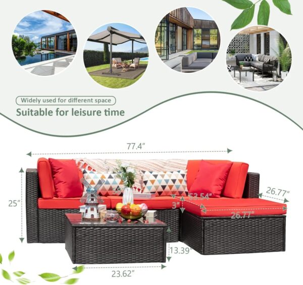 Devoko 5 Pieces Patio Furniture Sets All Weather Outdoor Sectional Patio Sofa Manual Weaving Wicker Rattan Patio Seating Sofas with Cushion and...