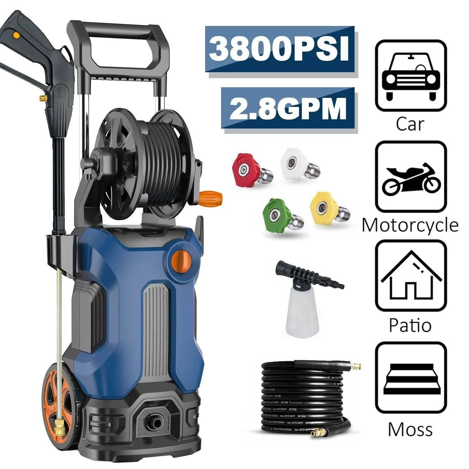 d3073642e921c461178cad05961a423afb5dbfe0ad6e0602ec3cb75d06cb0aff 3800PSI 2.8GPM Electric Pressure Washer High Power Cleaner,Water Sprayer Machine
