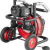 Drain Cleaner Machine 100FT x 1/2 Inch, Auto Feed Sewer Snake Auger on Wheels, 550W Portable Drain Cleaning Machine with 8 Cutters & Air-activated...