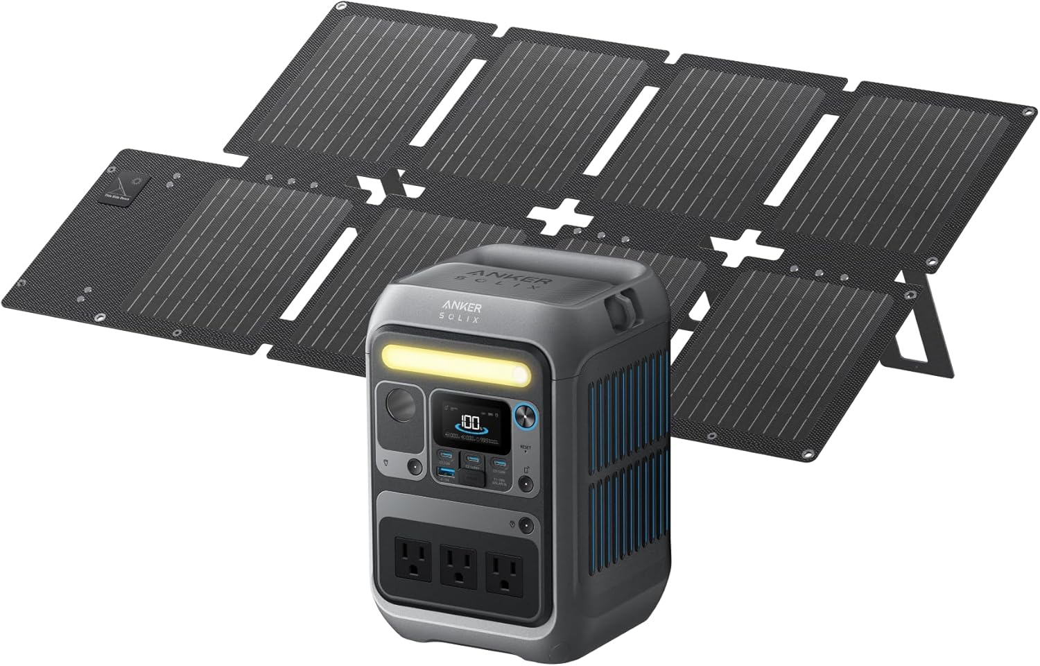 Anker Solar Generator SOLIX C300 with 60W Solar Panel, 288Wh Portable Power Station, 300W (600W Surge), LiFePO4 Battery, 140W Two-Way Fast...