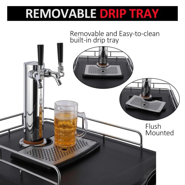 Beer Kegerator, Dual Tap Draft Beer Dispenser, Full Size Stainless Steel Keg Refrigerator With Drip Tray, CO2 Cylinder, 32 F- 50 F Temperature...