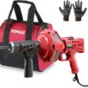 20V Cordless Electric Drain Auger-Efficient 25Ft Auto-Feed Drain Snake with Replaceable Cable,2.0Ah Battery,Charger,Storage Bag & Gloves for...