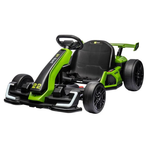 dad214d0005b1851451ffdf0e26874d4d840d26a95a3e33eee70ba6586363cfd 24V Electric Go Kart, with 300W Strong Motor, Drift/Sport Mode, Big Battery, Eva Tire,Length Adjustmen for Outdoor Racing Toy-Green