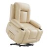 PU Leather Power Lift Recliner Chair With Massage and Heat, Adjustable Furniture for Back, Legs w/ 3 Positions, Usb Port, Side Pocket (Beige, 27...