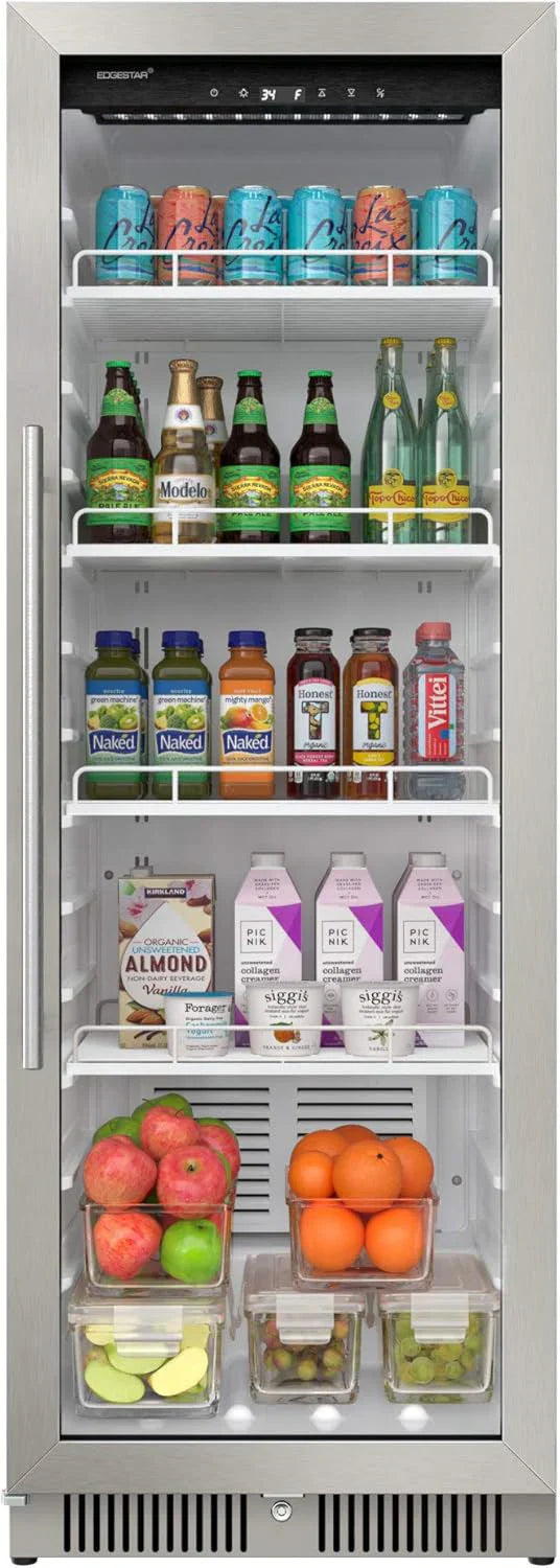 EdgeStar VBM101 22" Wide 10.1 Cu. Ft. Commercial Beverage Merchandiser Stainless Steel, Temp Alarm, Reversible Door