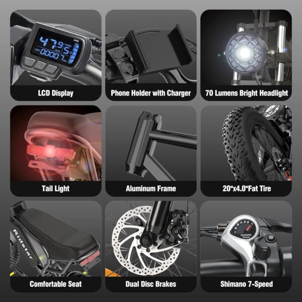 Electric Bike Q20, 2000W, 52V, 30-180 Miles All-Terrain Fat Tire E-Bike for Adults