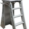 Confer Plastics 7200 Roll Guard 48" to 56" Adjustable A Frame Safety Ladder for Above Ground Outdoor Patio Swimming Pool Platform Ladder with Step...