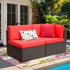 Devoko 5 Pieces Patio Furniture Sets All Weather Outdoor Sectional Patio Sofa Manual Weaving Wicker Rattan Patio Seating Sofas with Cushion and...