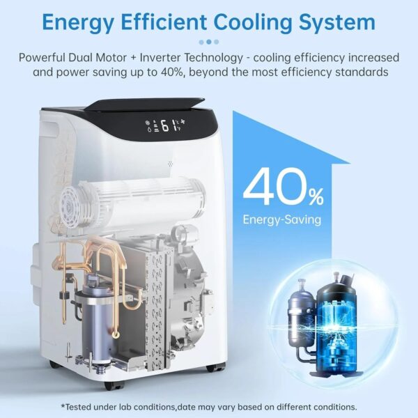 Portable Air Conditioner Cools Up to 700 Sq.Ft, 3-IN-1 Energy Efficient Portable AC Unit with Remote Control & Installation Kits for Large Room,...