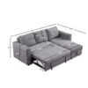 Reversible 90.5in. Gray Velvet Sleeper Sectional Sofa L-Shape 3 Seat Sectional Couch with Storage
