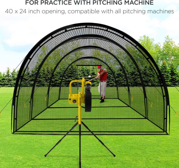 Baseball Batting Cage Net Batting Cages for Backyard Portable Baseball and Softball Batting Cages with Pitching Machine Hole and Detachable Door...