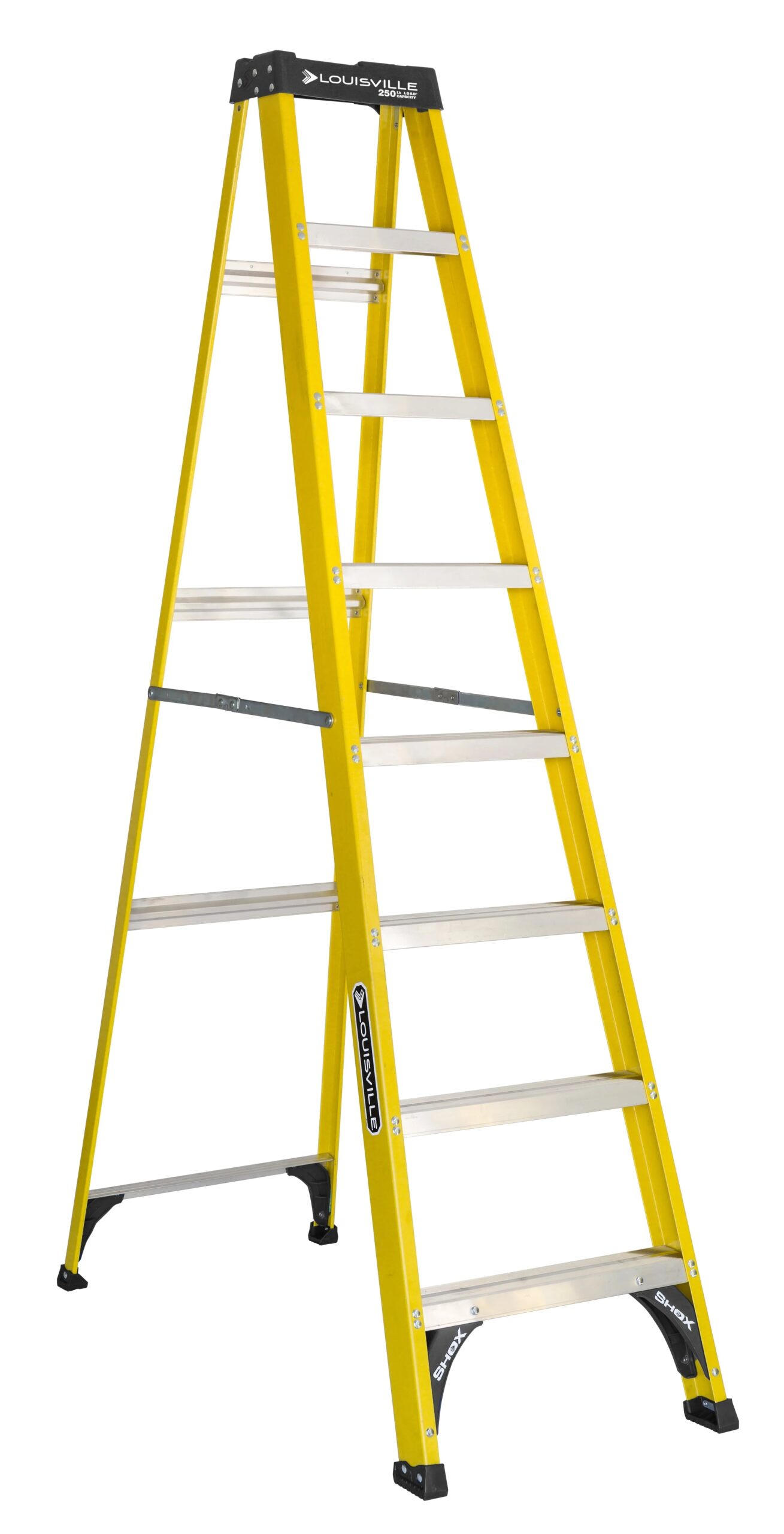 e073c086417bd629e41fb0a9e420a7349e91a99dce61826f02a793be936109ac-scaled-1 Louisville Ladder 8' Fiberglass Step Ladder, 12' Reach, 250 lbs Load Capacity, W-3118-08