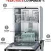 Honeywell 18 Inch Dishwasher with 8 Place settings, 6 Washing Programs, Stainless Steel Tub, UL/Energy Star- Stainless Steel