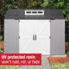 Rubbermaid Resin Outdoor Storage Shed With Floor (7 x 7 Ft) Weather Resistant Gray Organization for Home/Backyard/Garden Tools/Lawn Mower/Bike...