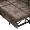 82.6 in. L Shaped Corded Velveteen Modern Sectional Sofa Pull-out Sleeper Sofa in. Brown with USB Ports, Power Sockets