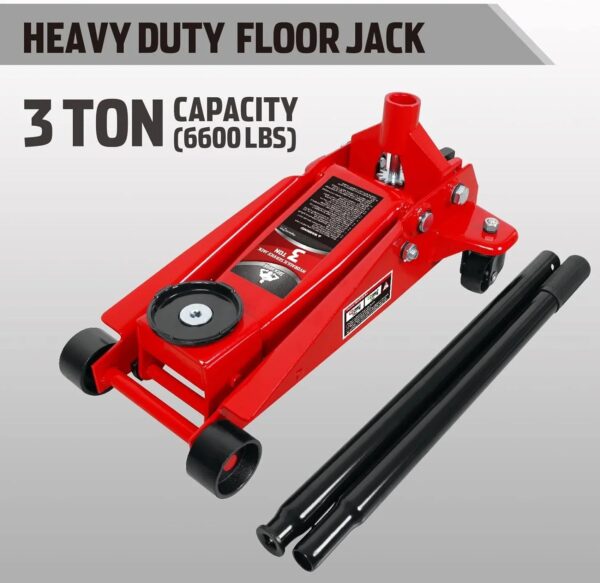3 Ton Low Profile, Aluminum and Steel Racing Floor Jack with Dual Pistons Quick Lift Pump for Sport Utility Vehicle, Lifting Range 3-15/16" min to...