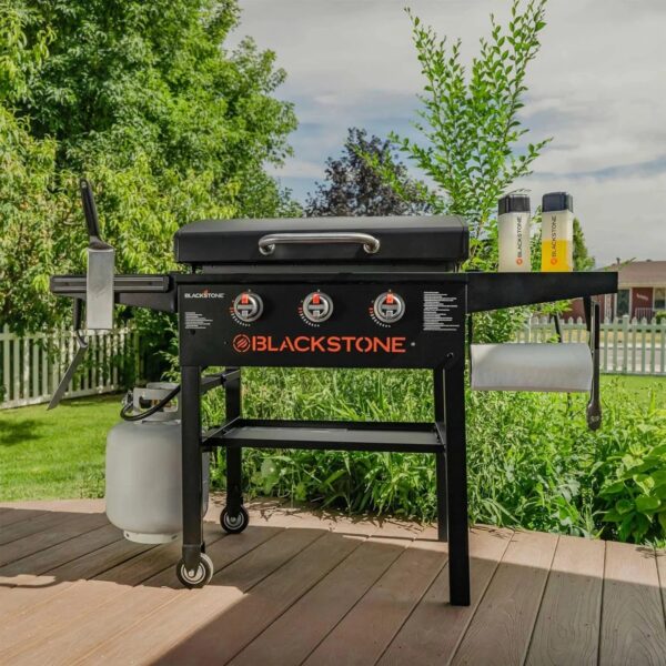 28 Inch Blackstone Griddle 2080 with Hood XL Griddle Original 3-Burner Outdoor Flat Top Grill, with Blackstone Griddle Accessories, Seasoning, and...