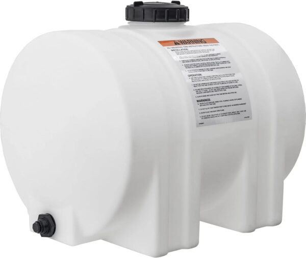 Horizontal Polyethylene Reservoir Water Tank with Legs, 550 Gallon, Made in the USA, Poly Tank for Water and Non-Flammable Liquids, Rust and...
