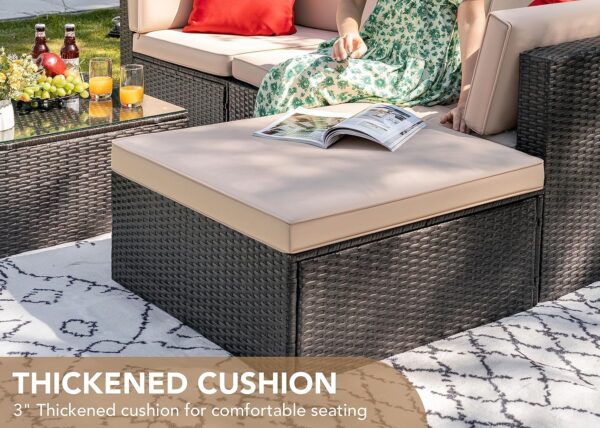 Devoko 5 Pieces Patio Furniture Sets All Weather Outdoor Sectional Patio Sofa Manual Weaving Wicker Rattan Patio Seating Sofas with Cushion and...