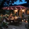 15 ft Large Patio Umbrella with Solar Lights Double-Sided Outdoor Rectangle Market Umbrellas with 36 LED Lights/Base Included/Easy Crank for Patio...