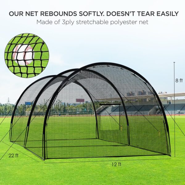 Baseball Batting Cage Net Batting Cages for Backyard Portable Baseball and Softball Batting Cages with Pitching Machine Hole and Detachable Door...