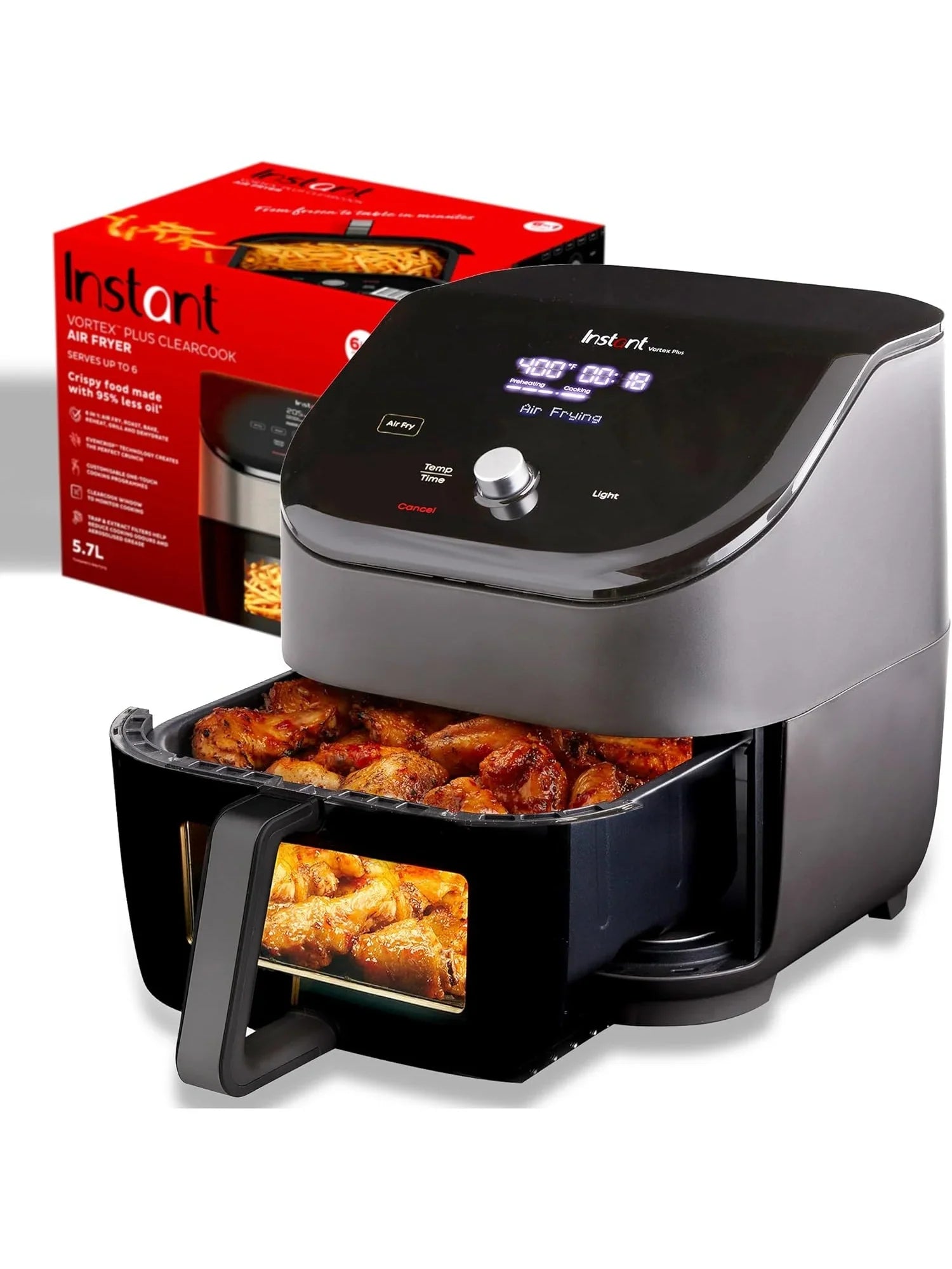 ea068fa3b9a33a7578e7fce124917d0278a0f48ed3ad4cb118e7b2f789df87af-1 Instant Vortex Plus 6QT ClearCook Air Fryer, Clear Windows, Custom Program Options, 6-in-1 Functions, Crisps, Broils, Roasts, Dehydrates, Bakes,...
