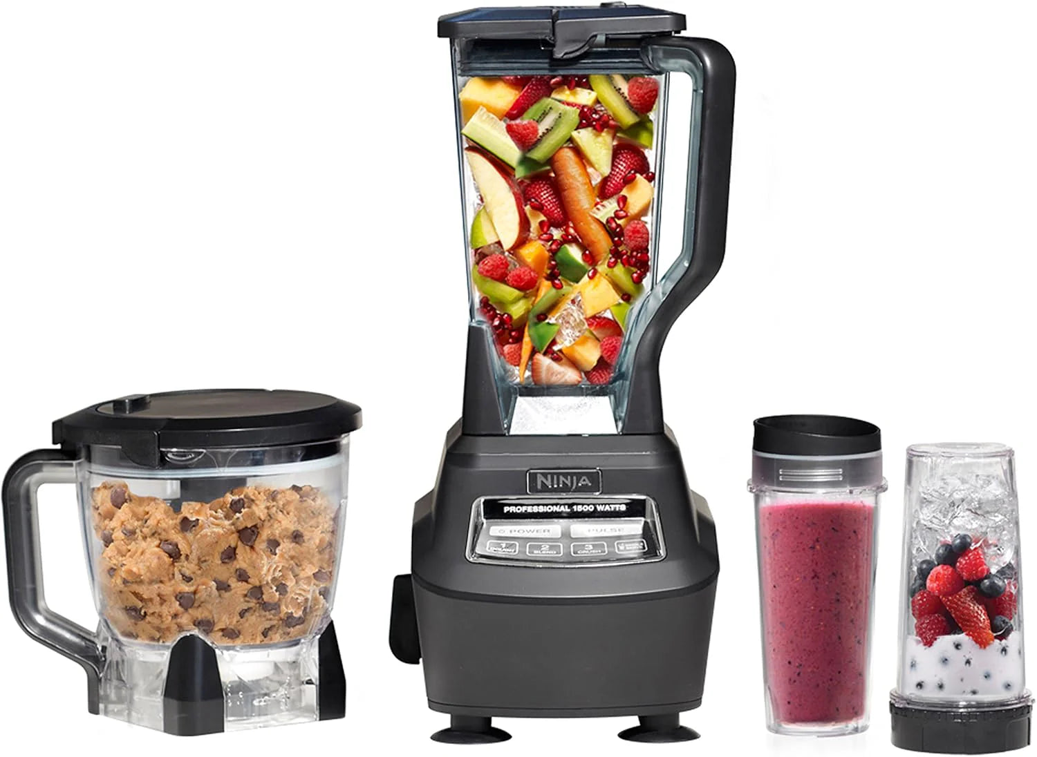 ea3ce40054f1b0b37c48b696863d277fe5e9861c5b036b8ca5ff10db418036a7 Ninja BL770 Mega Kitchen System, 1500W Blender & Processor, 72oz Pitcher, 64oz Bowl, 16oz To Go Cups, Black