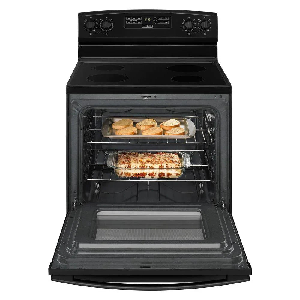 ee0e0181ee17e2aaf803d2612e06bcc13e9a012d2dfaa6a75fd2bdcab956b719 4.8 cu. ft. Electric Range in Stainless Steel Black